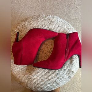 Red stiletto booties